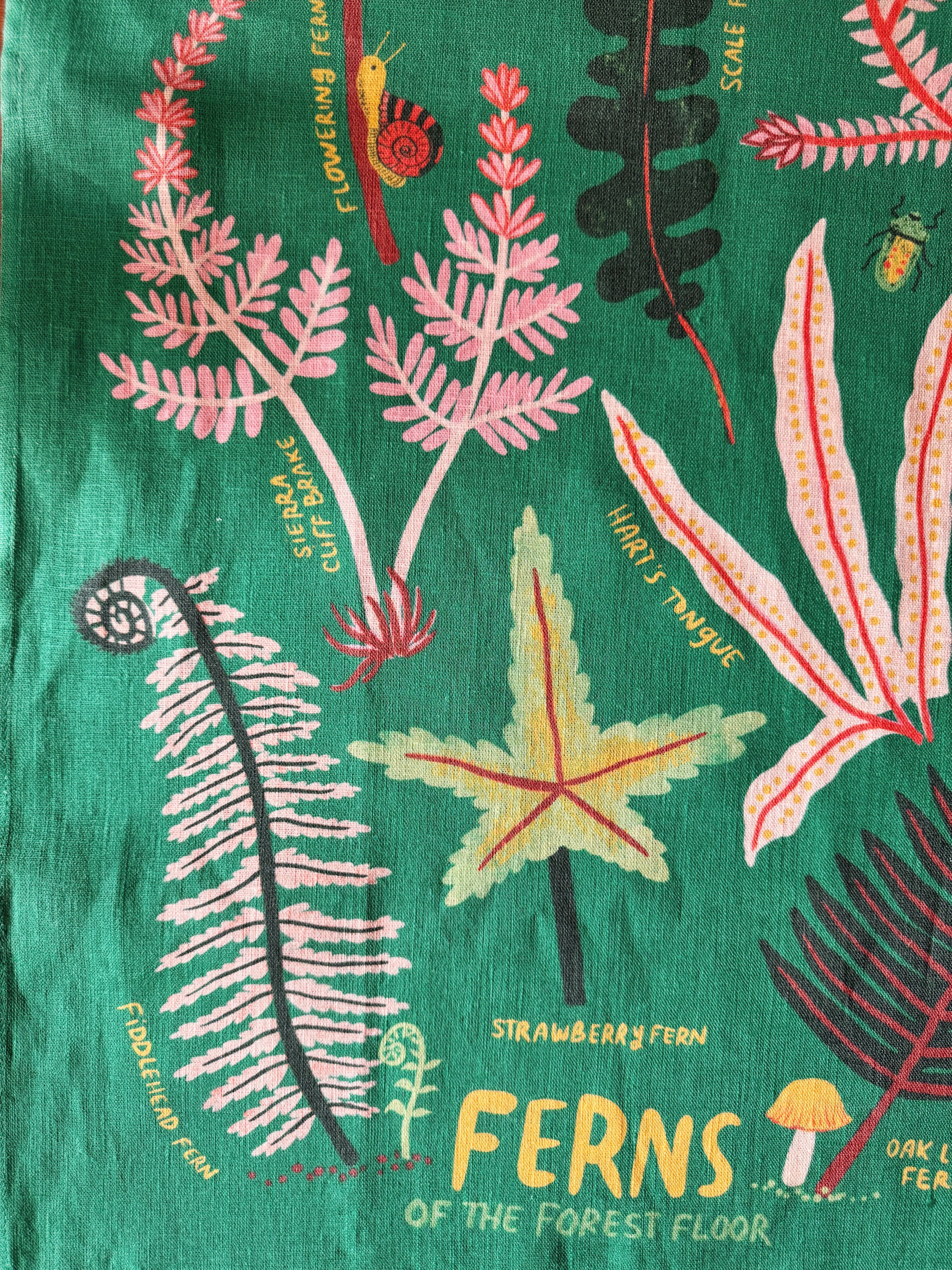 Ferns of the Forest Floor 100% Stone Washed European Linen Tea Towel