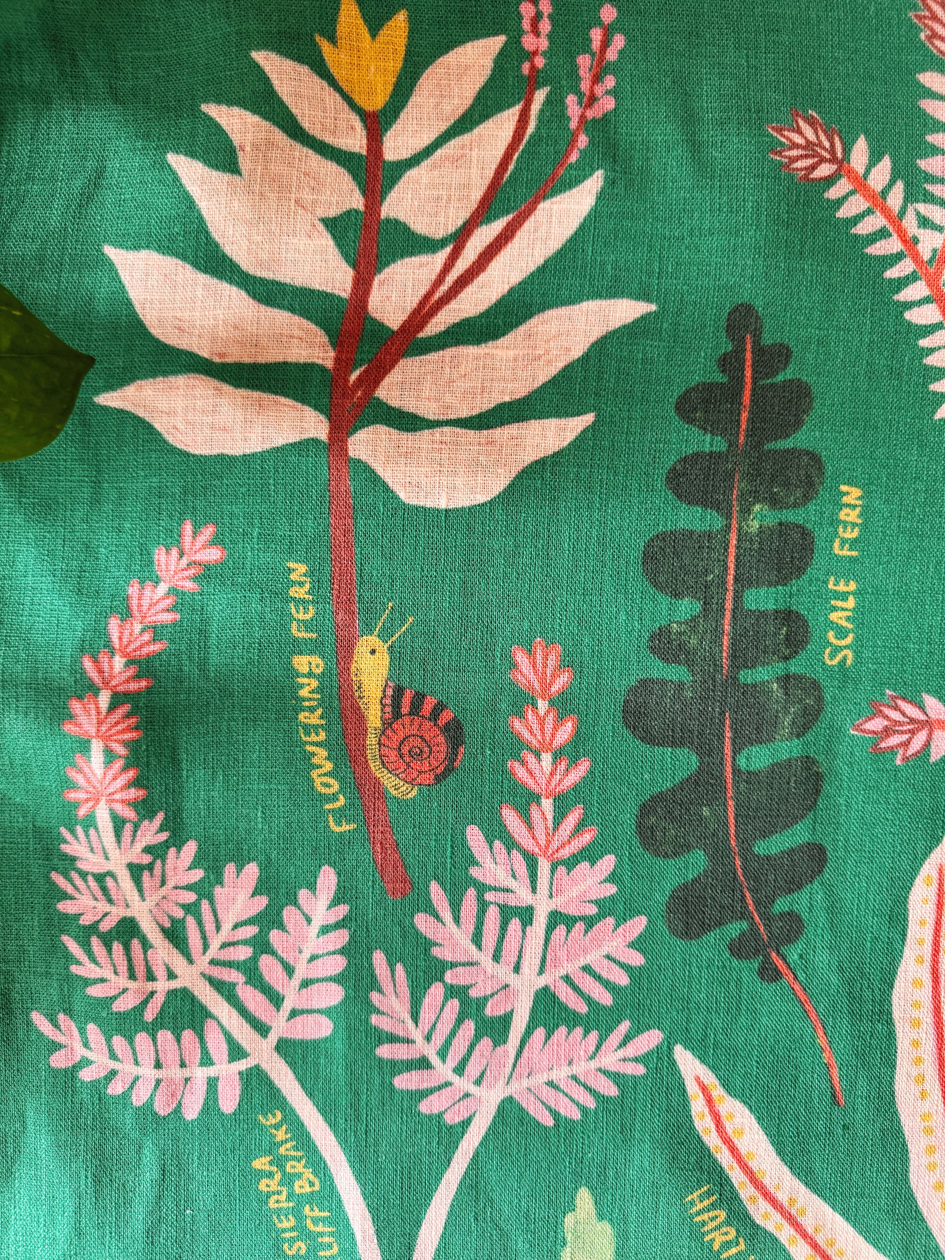 Ferns of the Forest Floor 100% Stone Washed European Linen Tea Towel