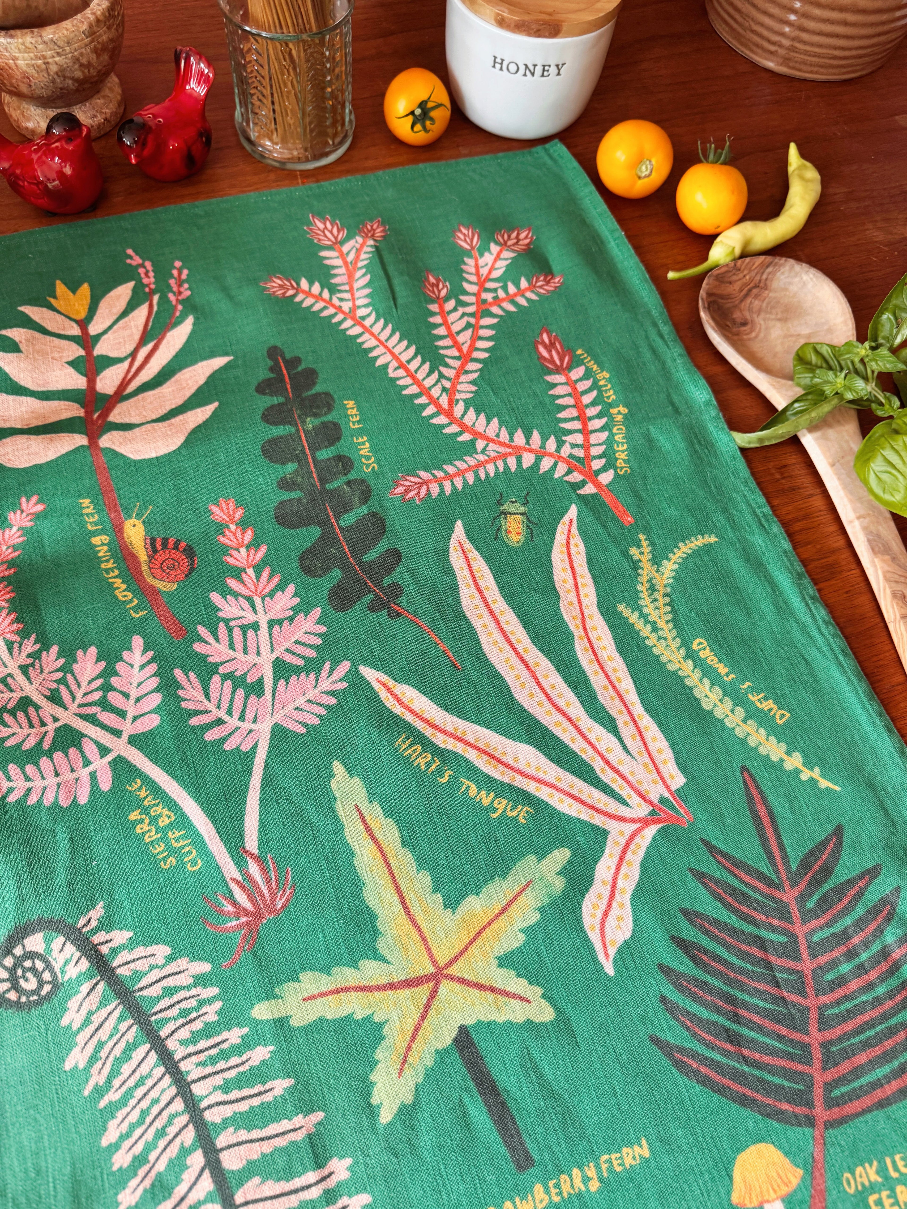 Ferns of the Forest Floor 100% Stone Washed European Linen Tea Towel