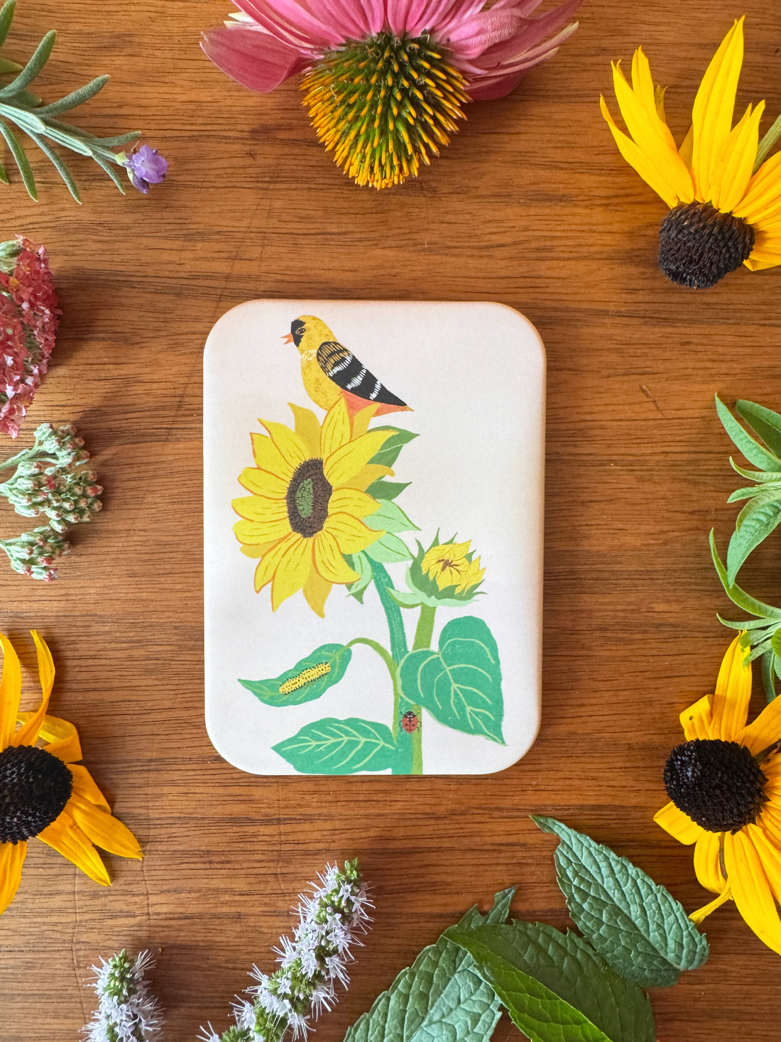 Goldfinch and Sunflower Garden Magnet