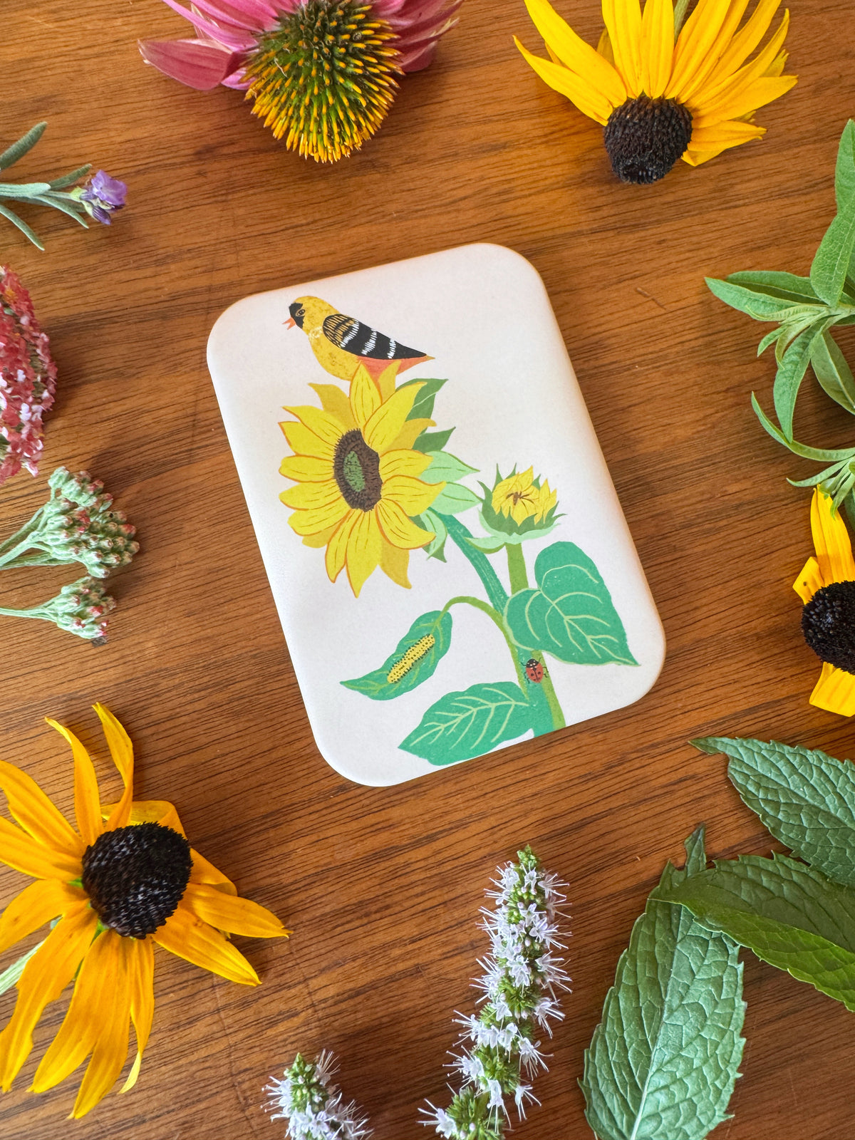 Goldfinch and Sunflower Garden Magnet
