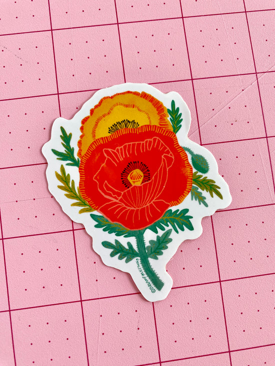 Poppy Flower Sticker