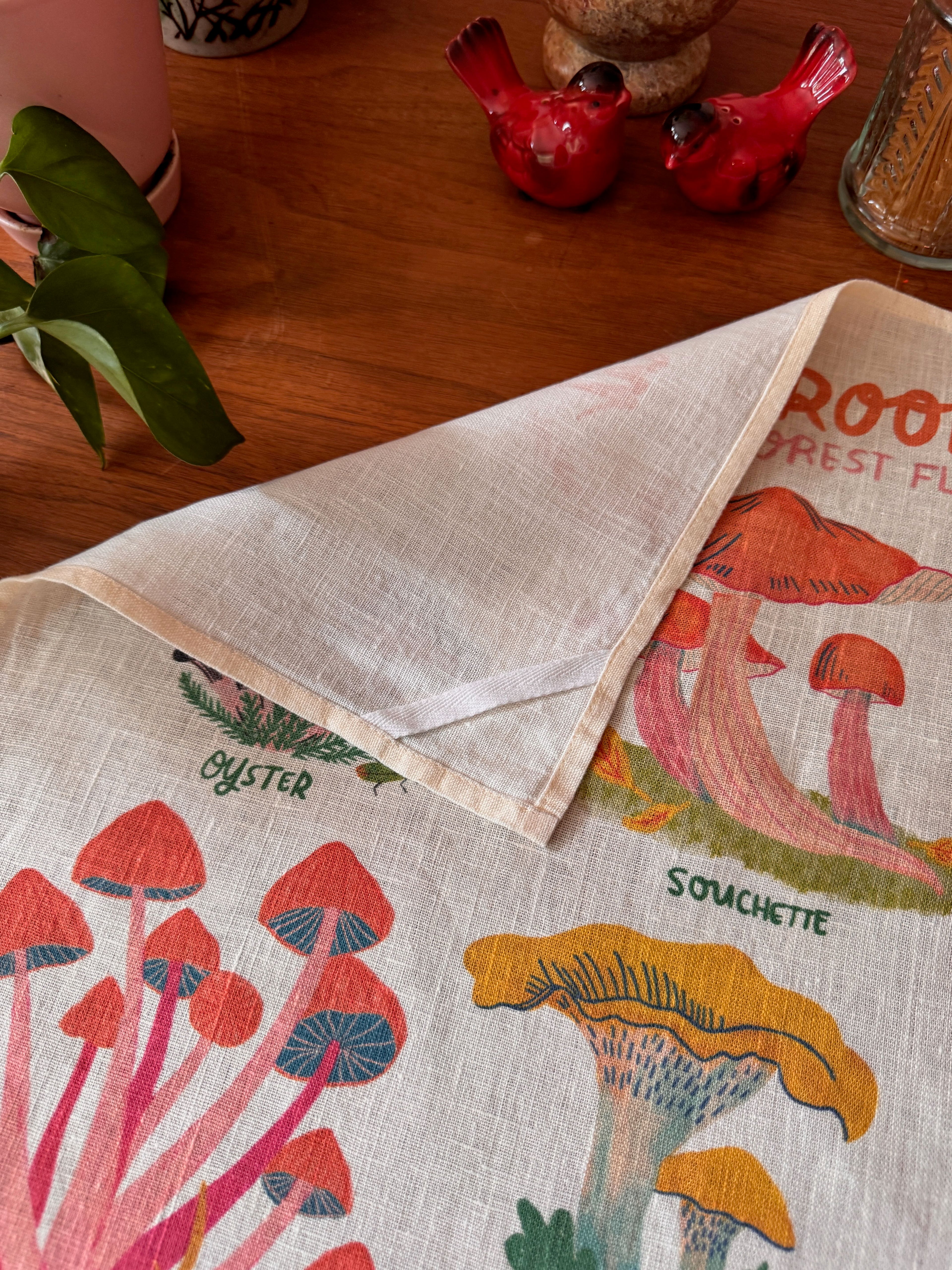 Mushroom of the Forest Floor 100% Stone Washed European Linen Tea Towel