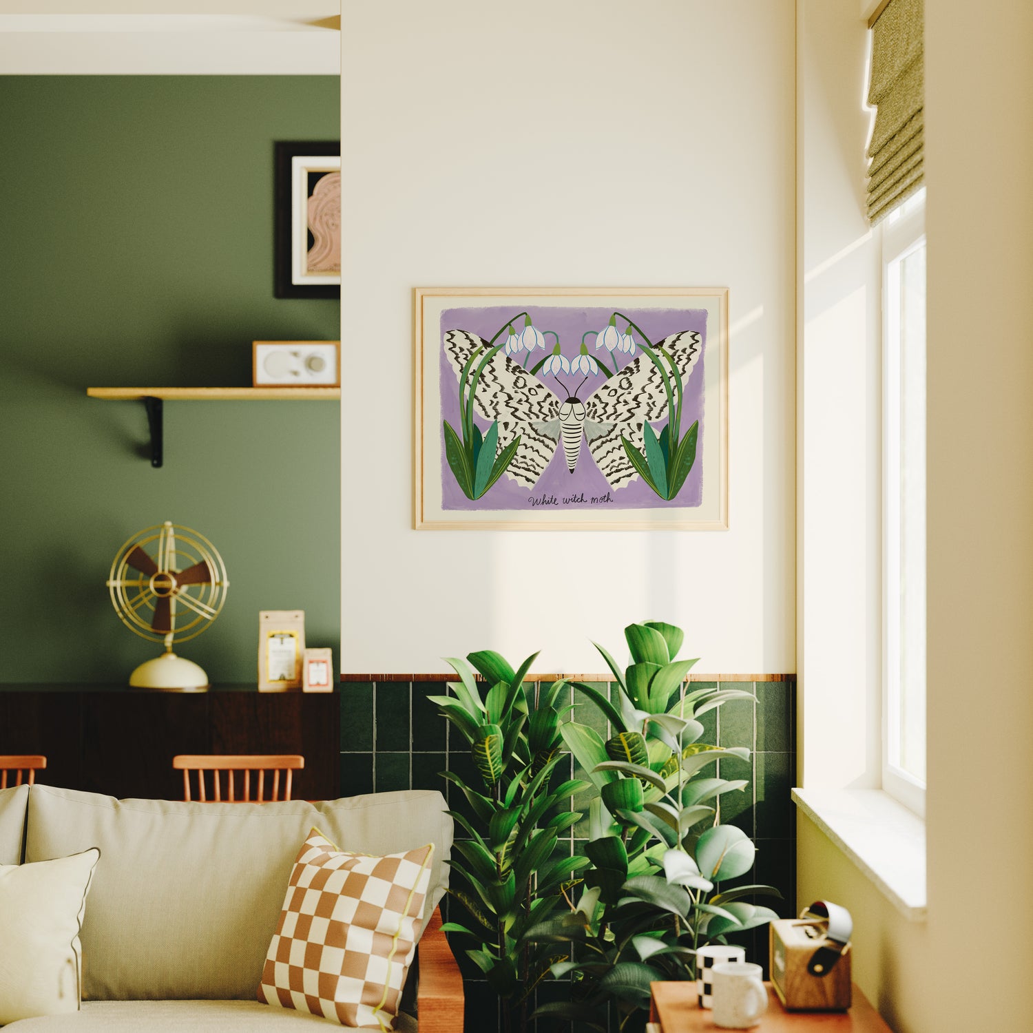 White Witch Moth and Snowdrops - Art Print