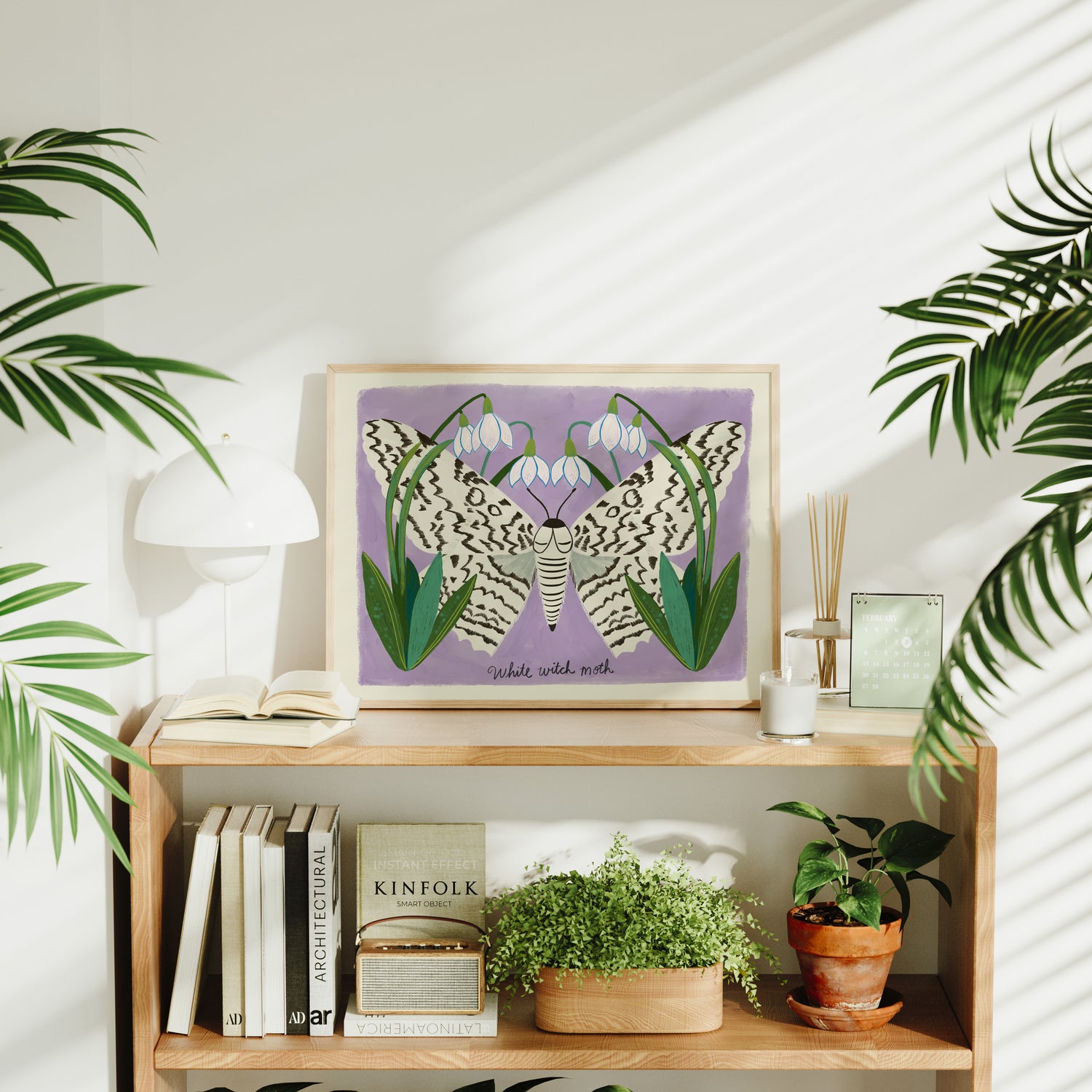 White Witch Moth and Snowdrops - Art Print