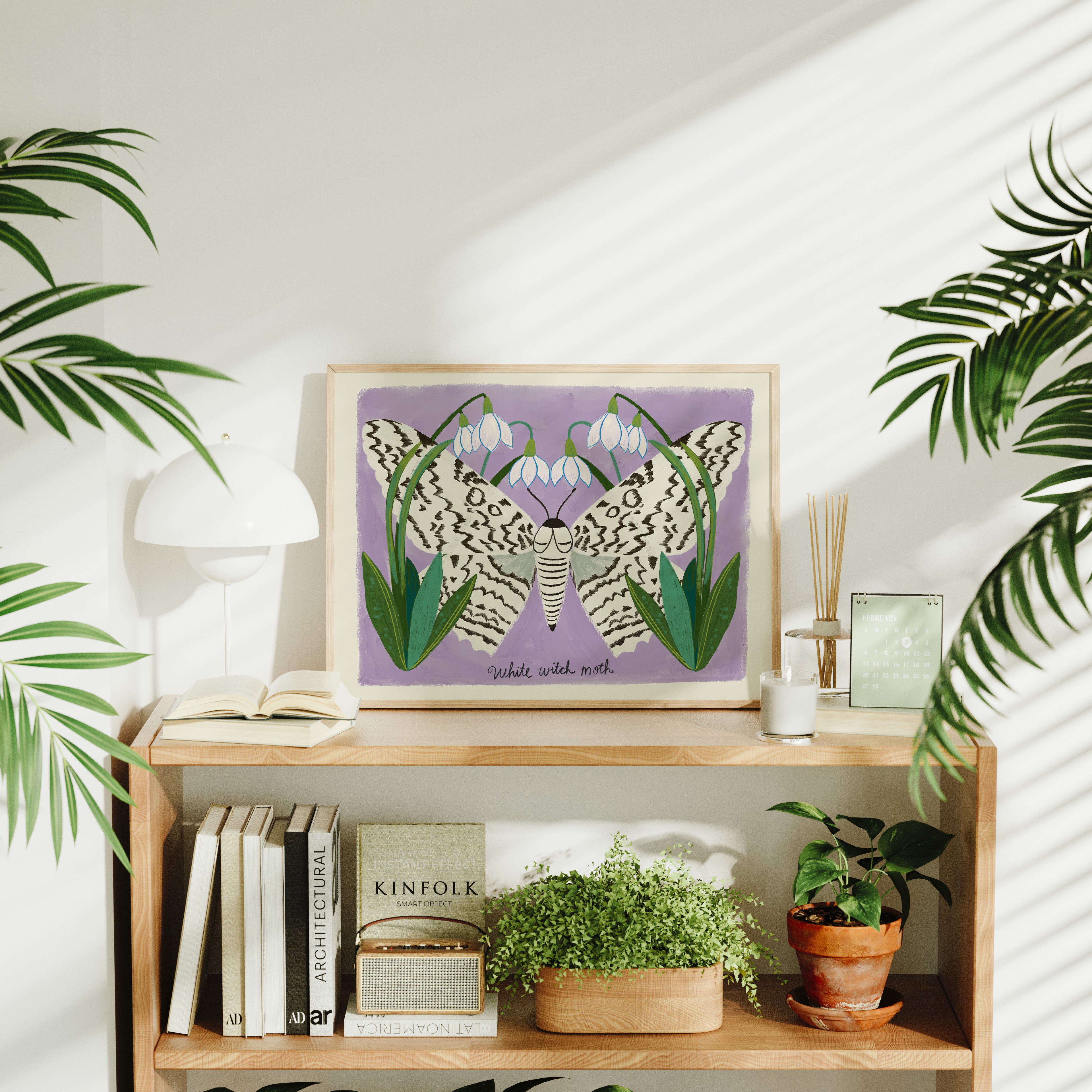 White Witch Moth and Snowdrops - Art Print