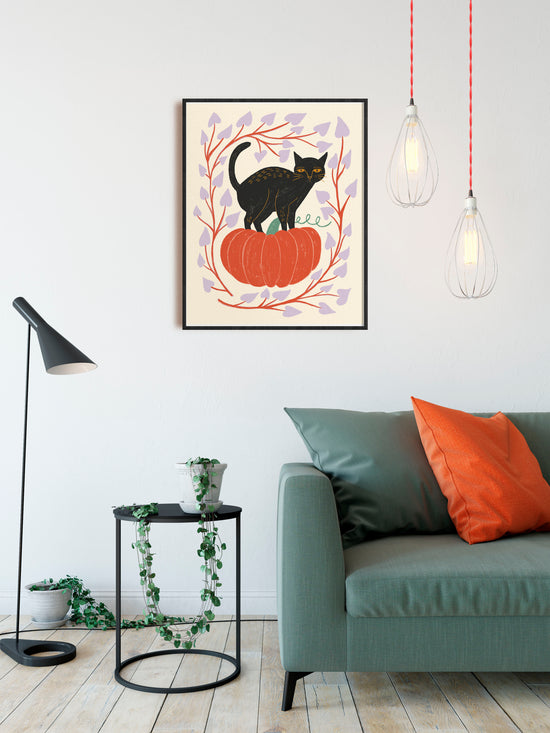Black Cat Halloween Art Print