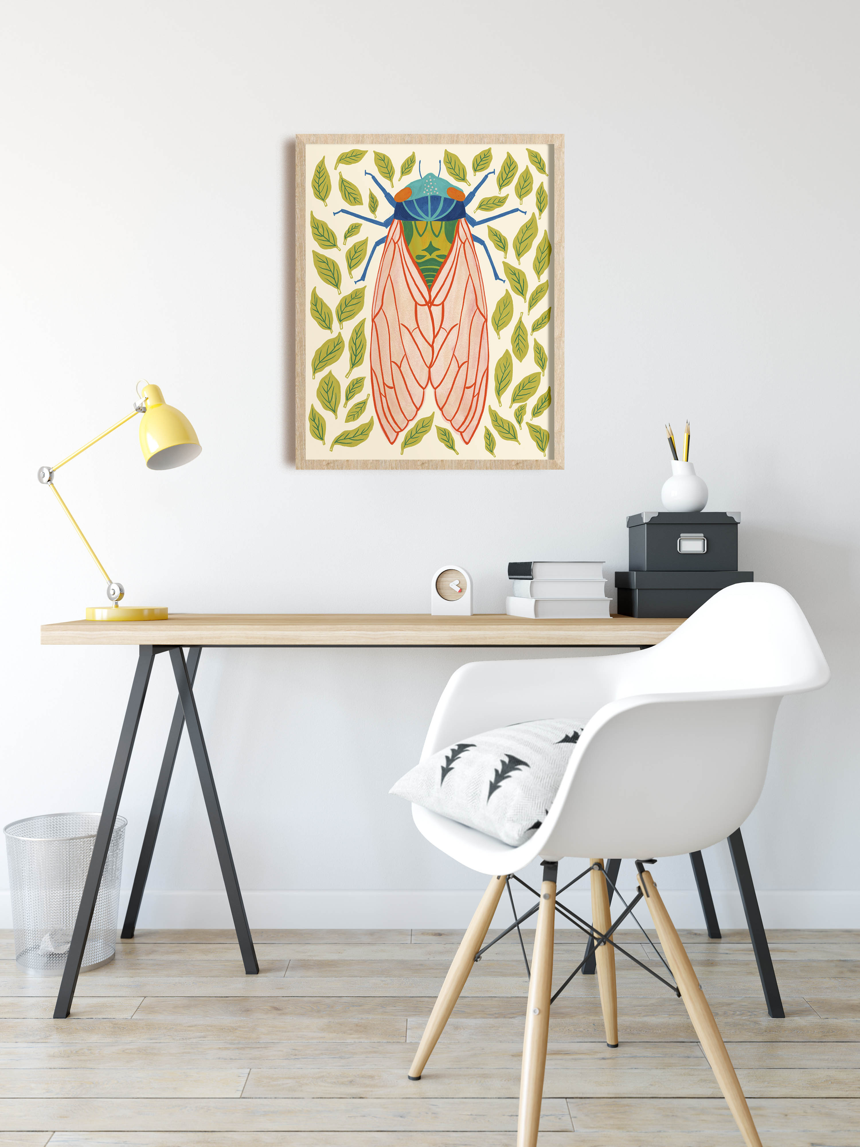 Cicada with Leaves - Art Print