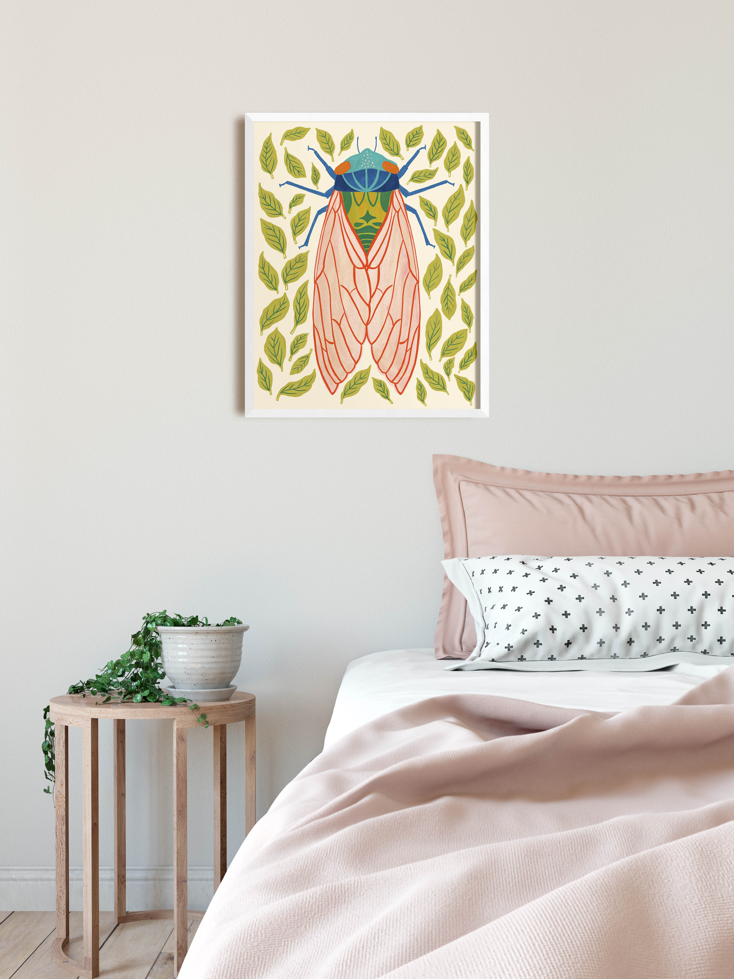 Cicada with Leaves - Art Print