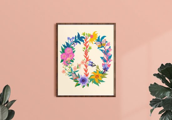 Floral Peace Sign - Art Print
