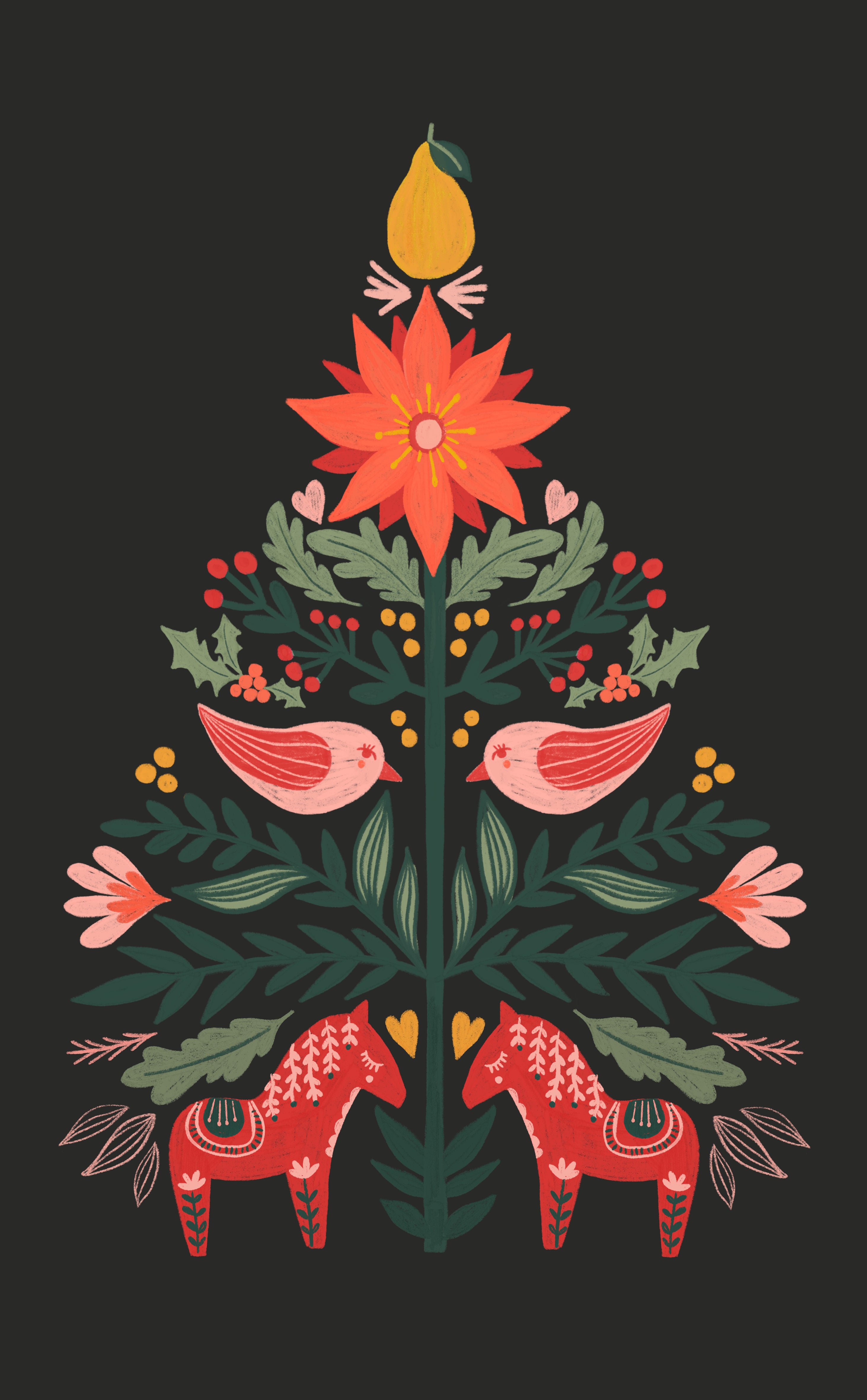 Scandinavian Christmas Tree Tea Towel