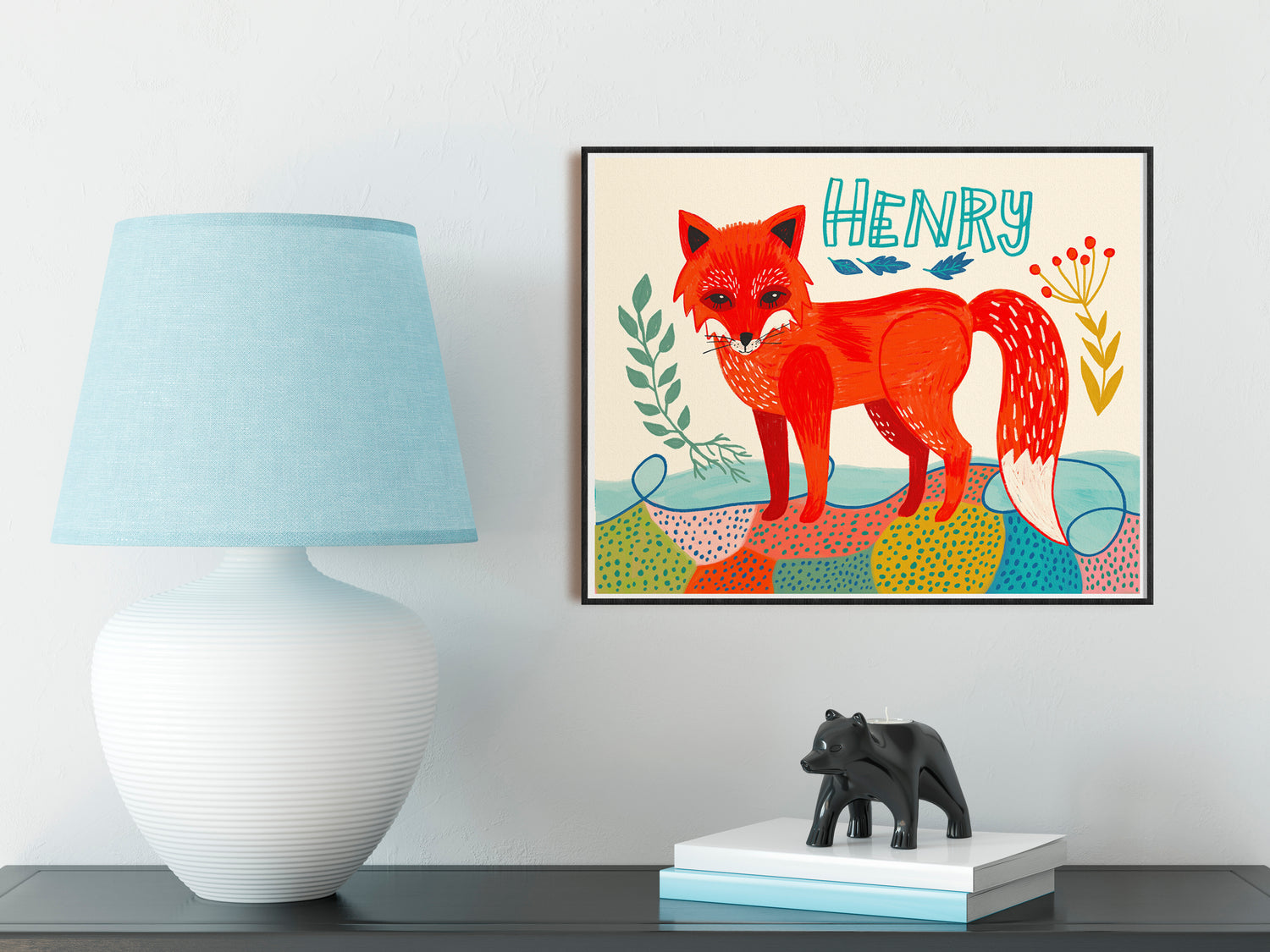Personalized Kids Name Wall Art | Custom Fox Print