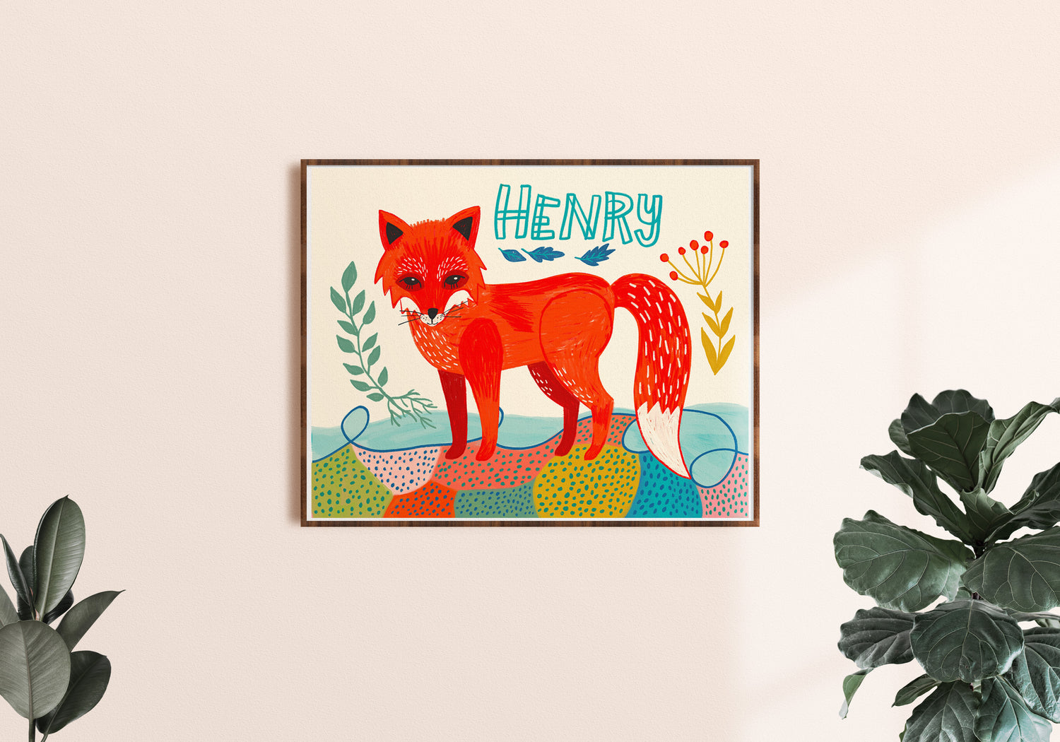 Personalized Kids Name Wall Art | Custom Fox Print