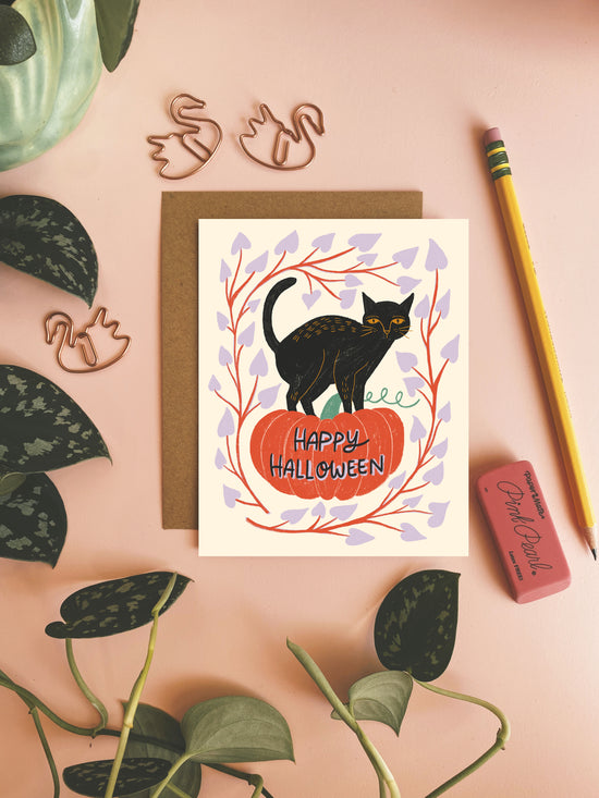 Happy Halloween - Black Cat Greeting Card