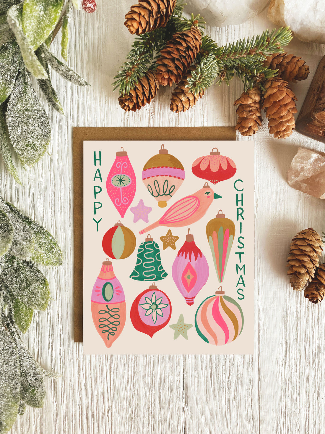 Retro Ornaments Christmas Card | Single Card or Set