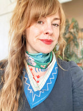 Moose Mountain Bandana, Folk Art Wilderness Scarf, Hiking Gift for Nature Lovers
