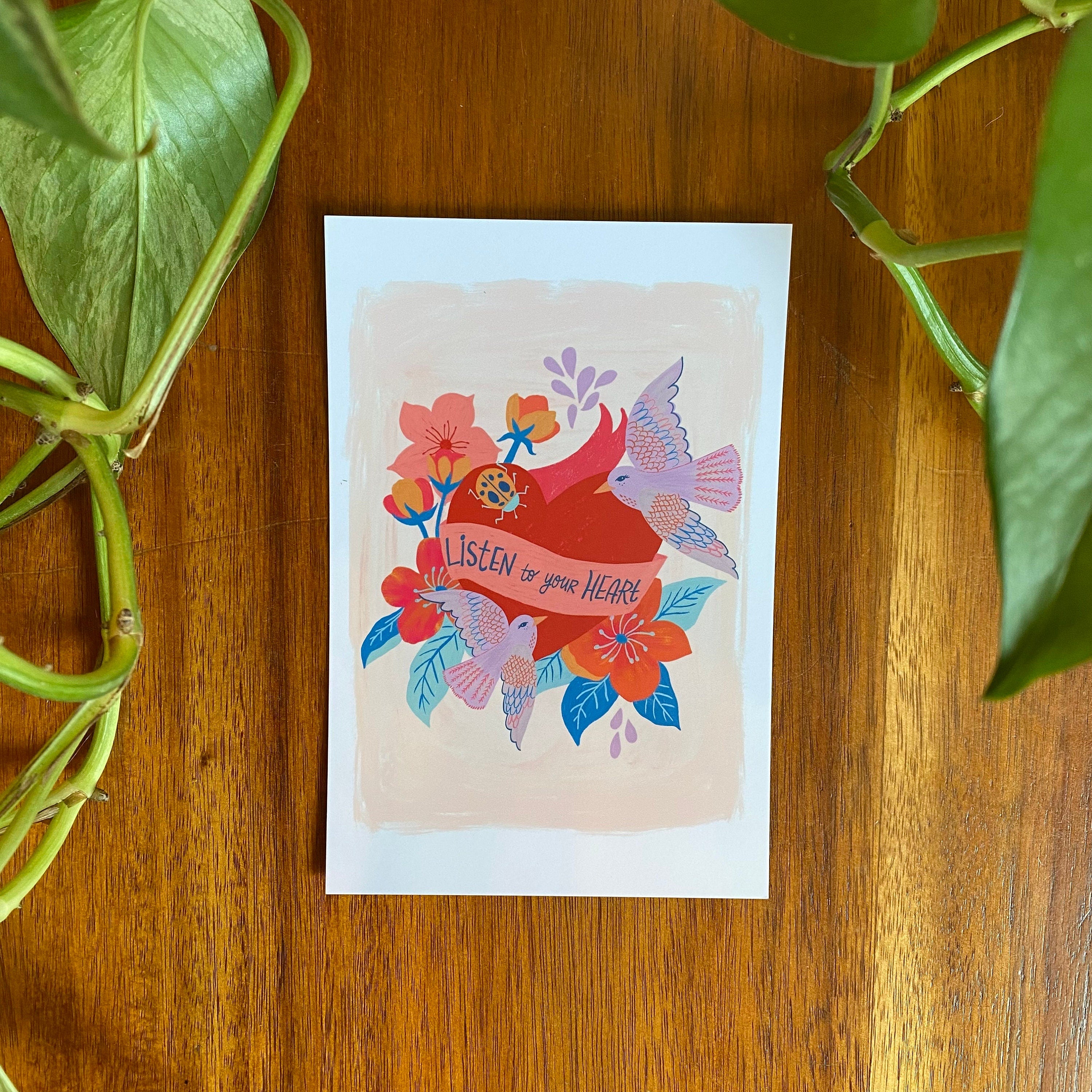 Nature Postcard Set, Folk Art Stationery, Pen Pal Cards, Botanical Mail