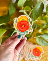 California Poppy Sticker, Flower Sticker, Water Bottle Decals, Nature Gifts, Wildflower Stickers, KIndle Decal, Plant Stickers, Laptop Decal