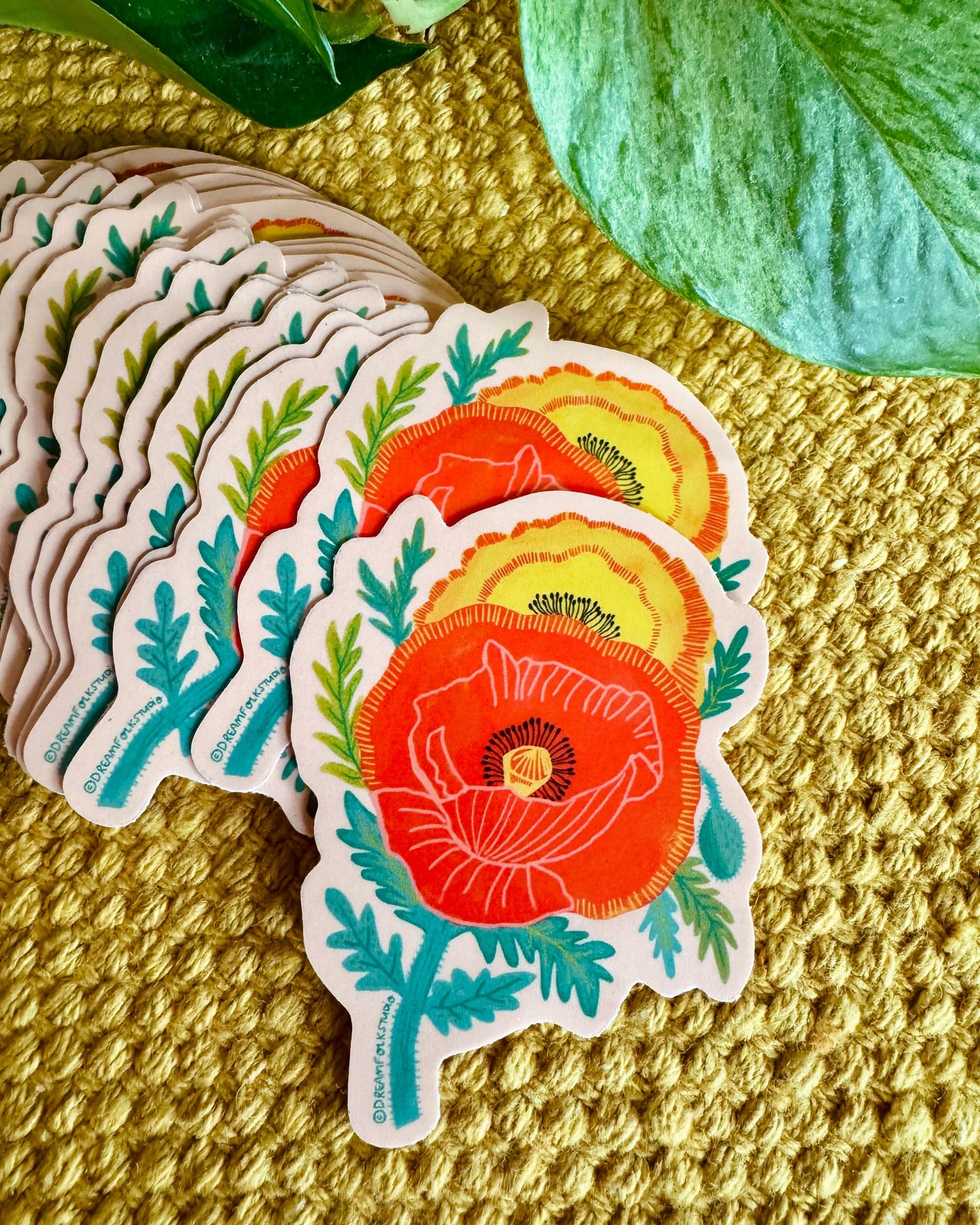 California Poppy Sticker, Flower Sticker, Water Bottle Decals, Nature Gifts, Wildflower Stickers, KIndle Decal, Plant Stickers, Laptop Decal