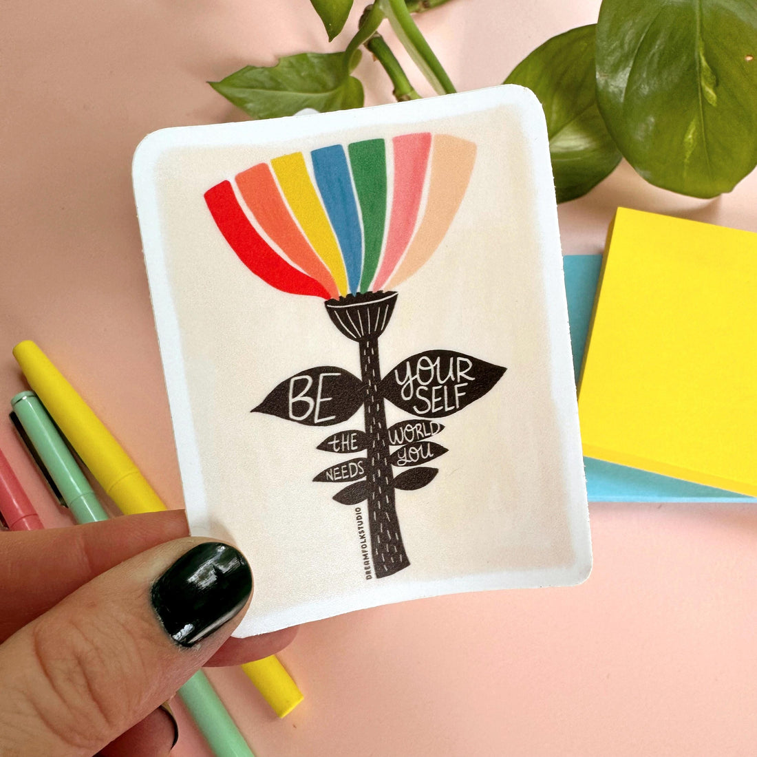 Be Yourself, the World Needs You, Vinyl Sticker, Encouragement Gift for Friend, LGBTQ+ Sticker, Inspirational Phrase, Waterproof Quote Decal