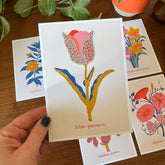Botanical Print Set of 6, Wildflower Gallery Wall, Folk Art Botanical Prints, Cottagecore Wall Decor