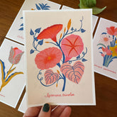 Botanical Print Set of 6, Wildflower Gallery Wall, Folk Art Botanical Prints, Cottagecore Wall Decor