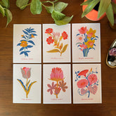 Botanical Print Set of 6, Wildflower Gallery Wall, Folk Art Botanical Prints, Cottagecore Wall Decor