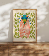 Cicada Nursery Art, Woodland Print, Nature Nursery Decor, Kids Room Wall Art