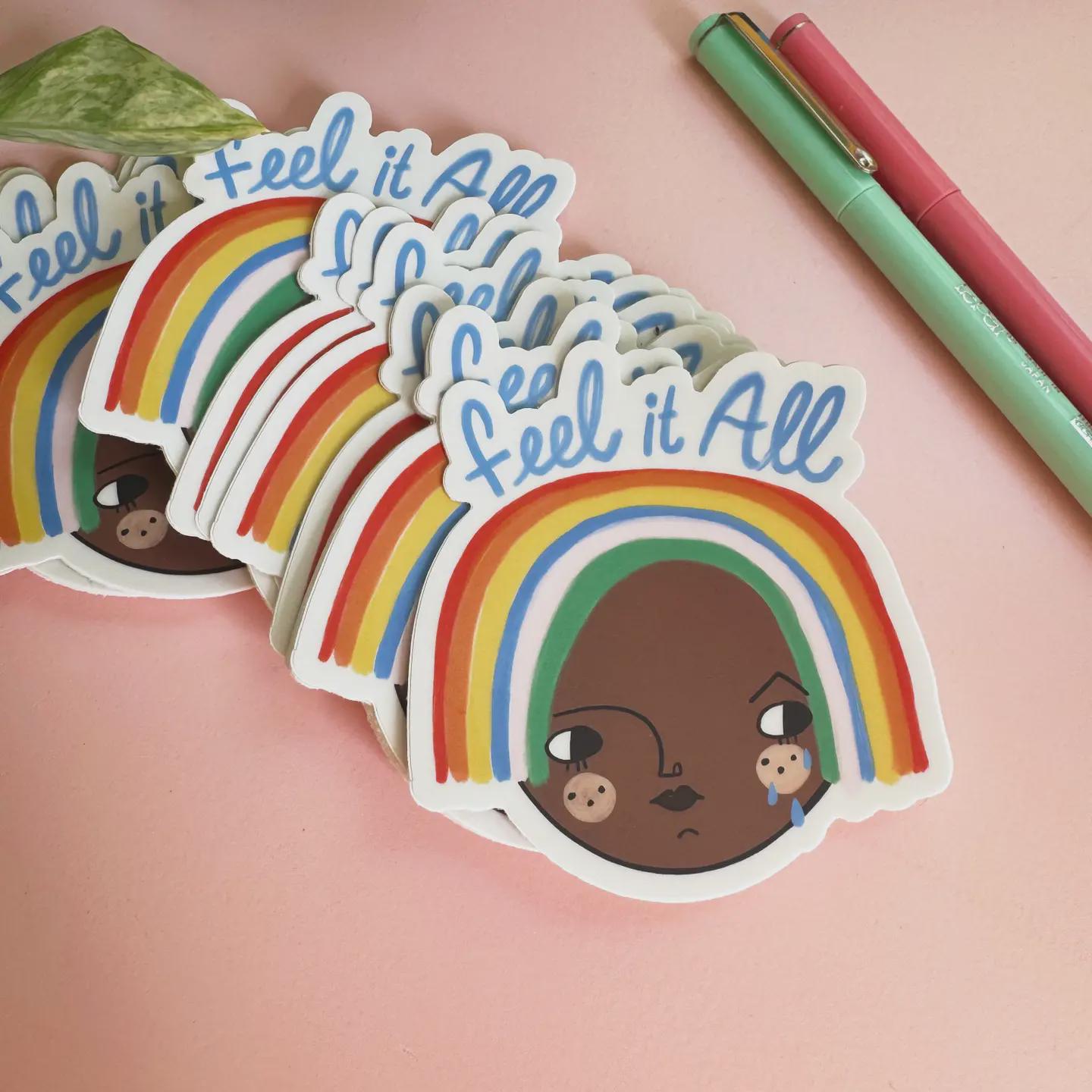 Feel It All Sticker, Mental Health Vinyl Decal, Self Care Art