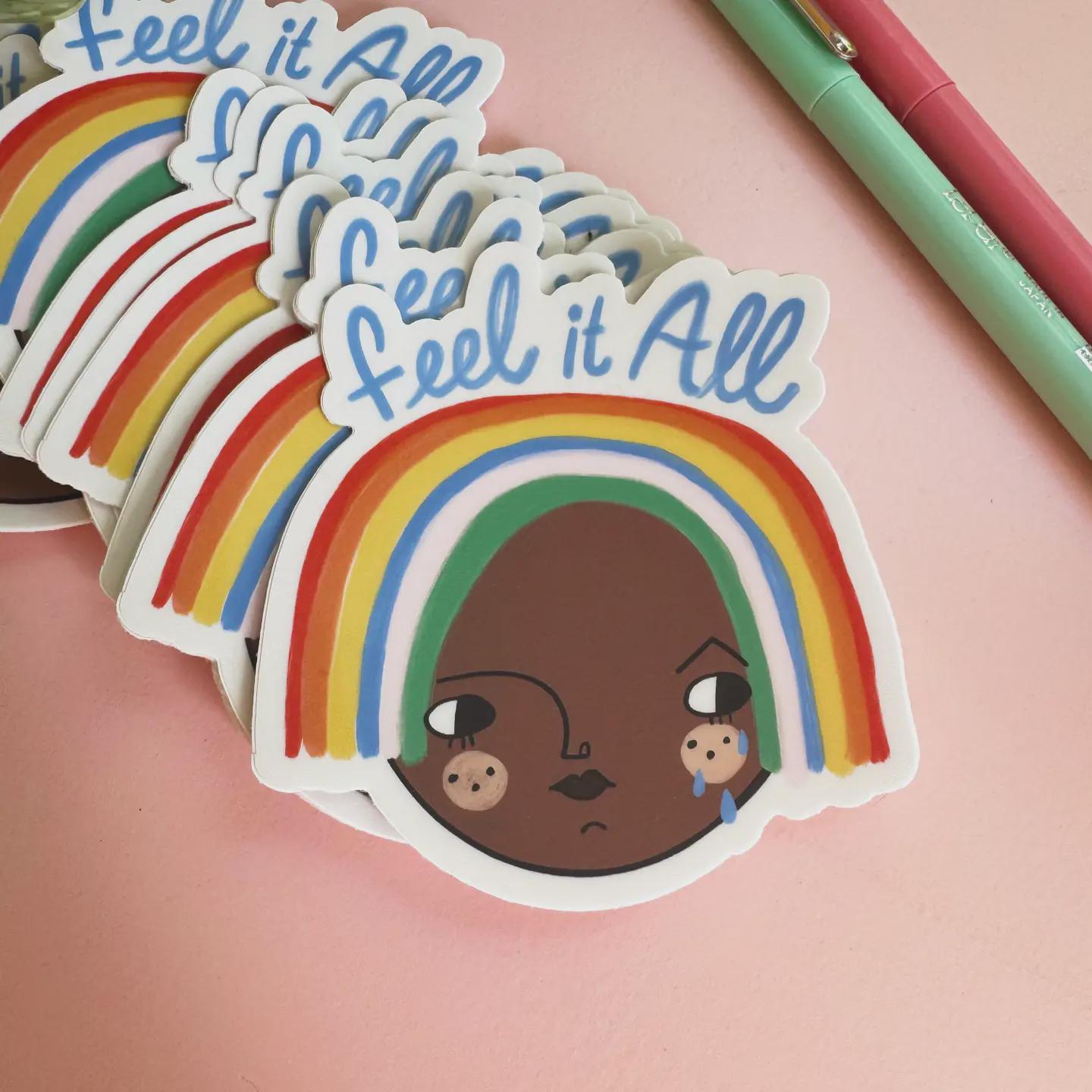 Feel It All Sticker, Mental Health Vinyl Decal, Self Care Art