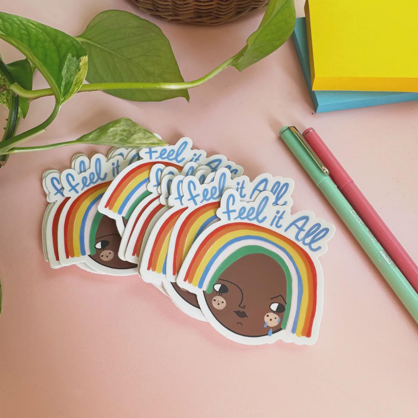 Feel It All Sticker, Mental Health Vinyl Decal, Self Care Art