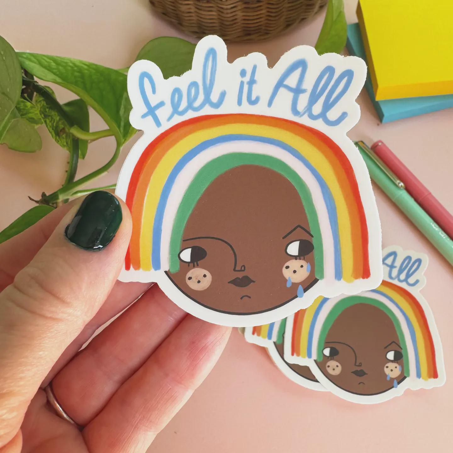 Feel It All Sticker, Mental Health Vinyl Decal, Self Care Art