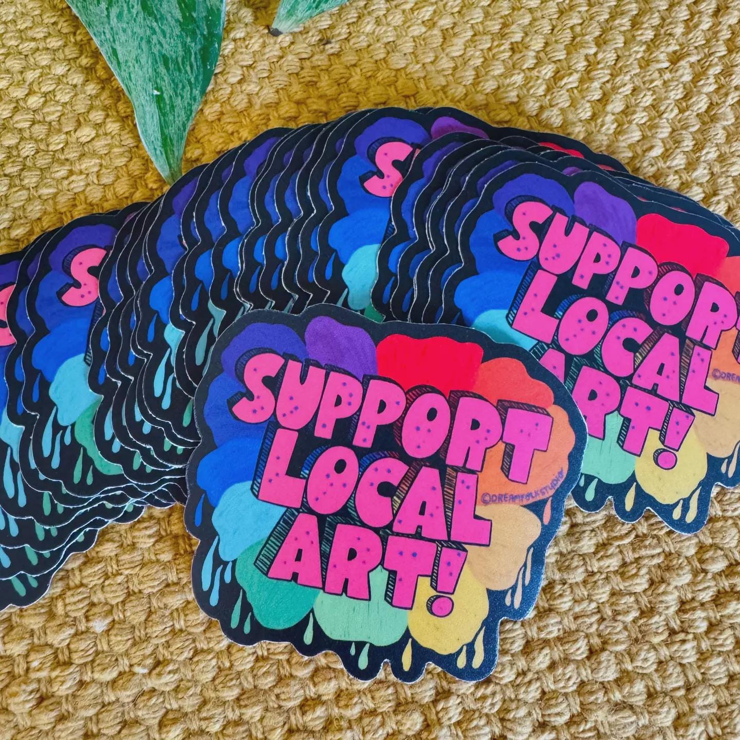 Support Local Art Sticker, Colorful Typography Vinyl Decal