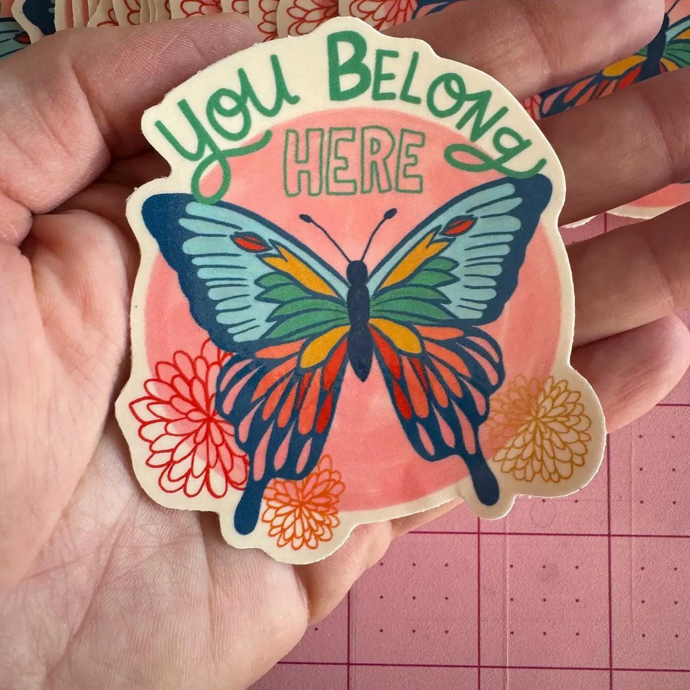 You Belong Here Sticker, Butterfly Affirmation Vinyl Decal, Encouragement Gift