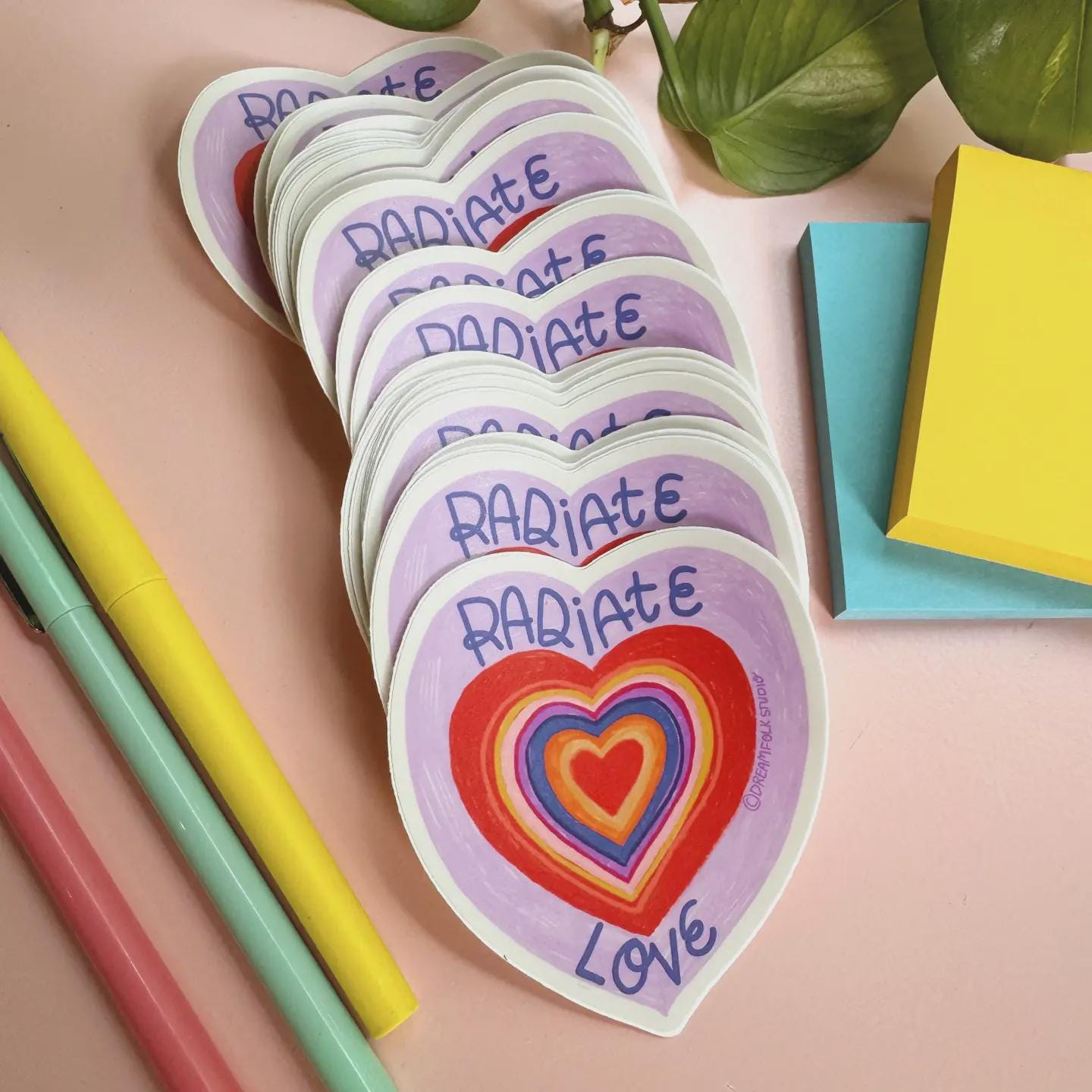 Radiate Love Sticker, Heart Vinyl Decal, Positive Affirmation Art