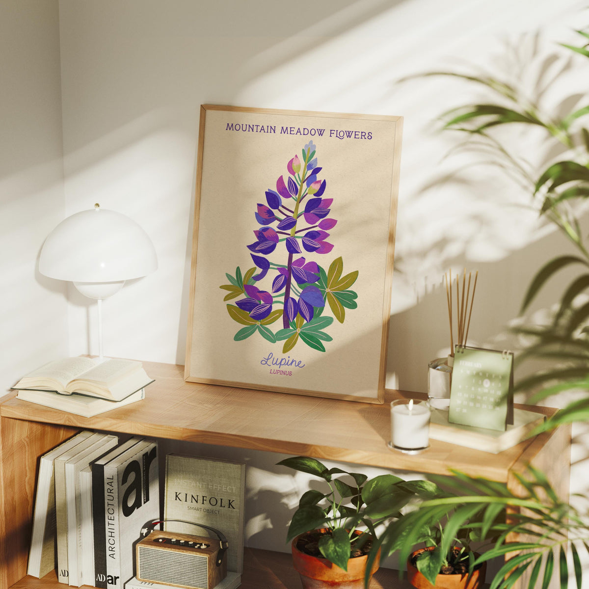 Lupine Botanical Print, Mountain Meadow Flowers, Wildflower Wall Art, Cottagecore Decor