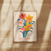 Spring Daffodil Wall Art, Easter Floral Print, Cheerful Home Decor