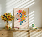 Spring Daffodil Wall Art, Easter Floral Print, Cheerful Home Decor