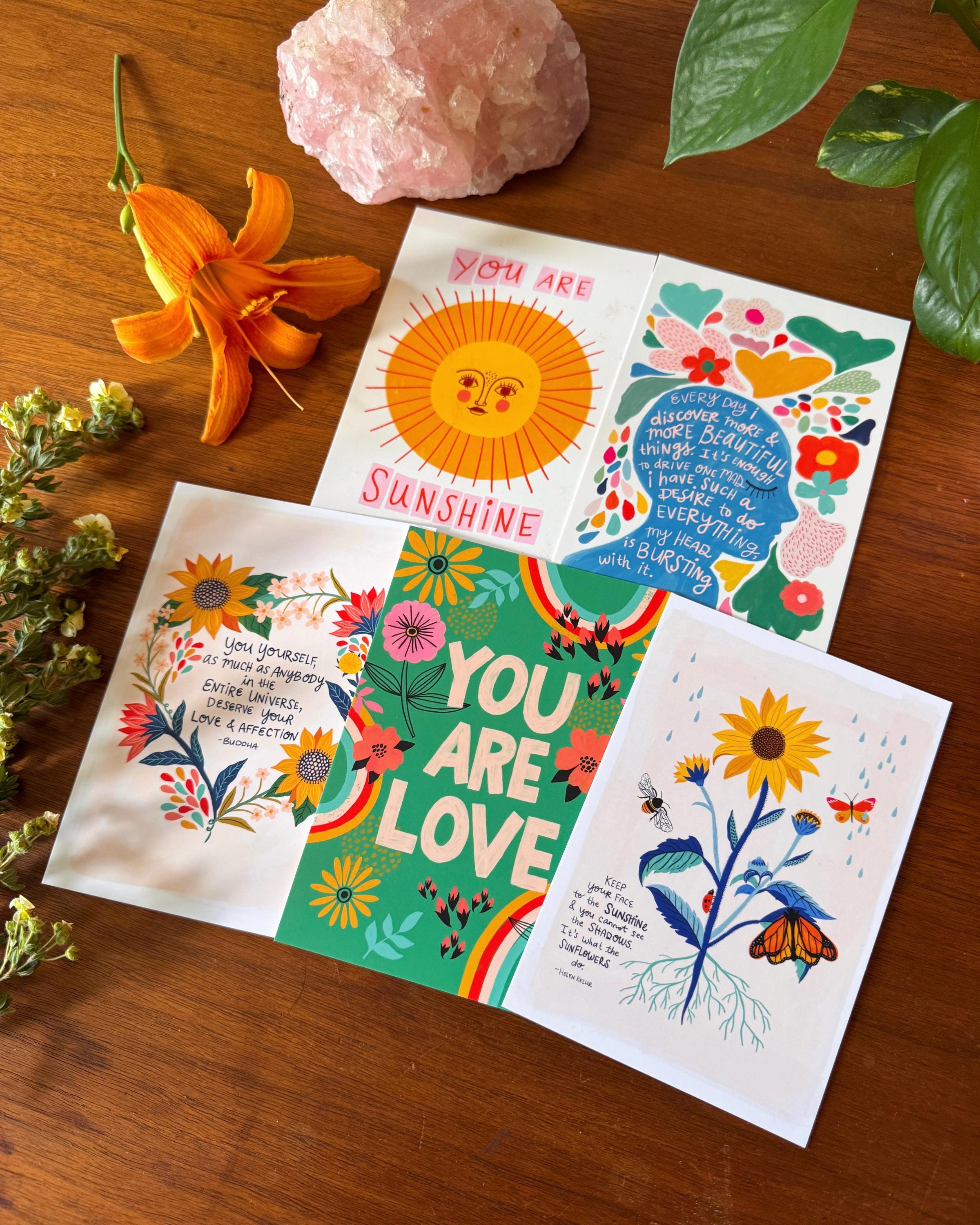 Positive Affirmation Cards, Encouragement Gift, Inspirational Quote Art Set