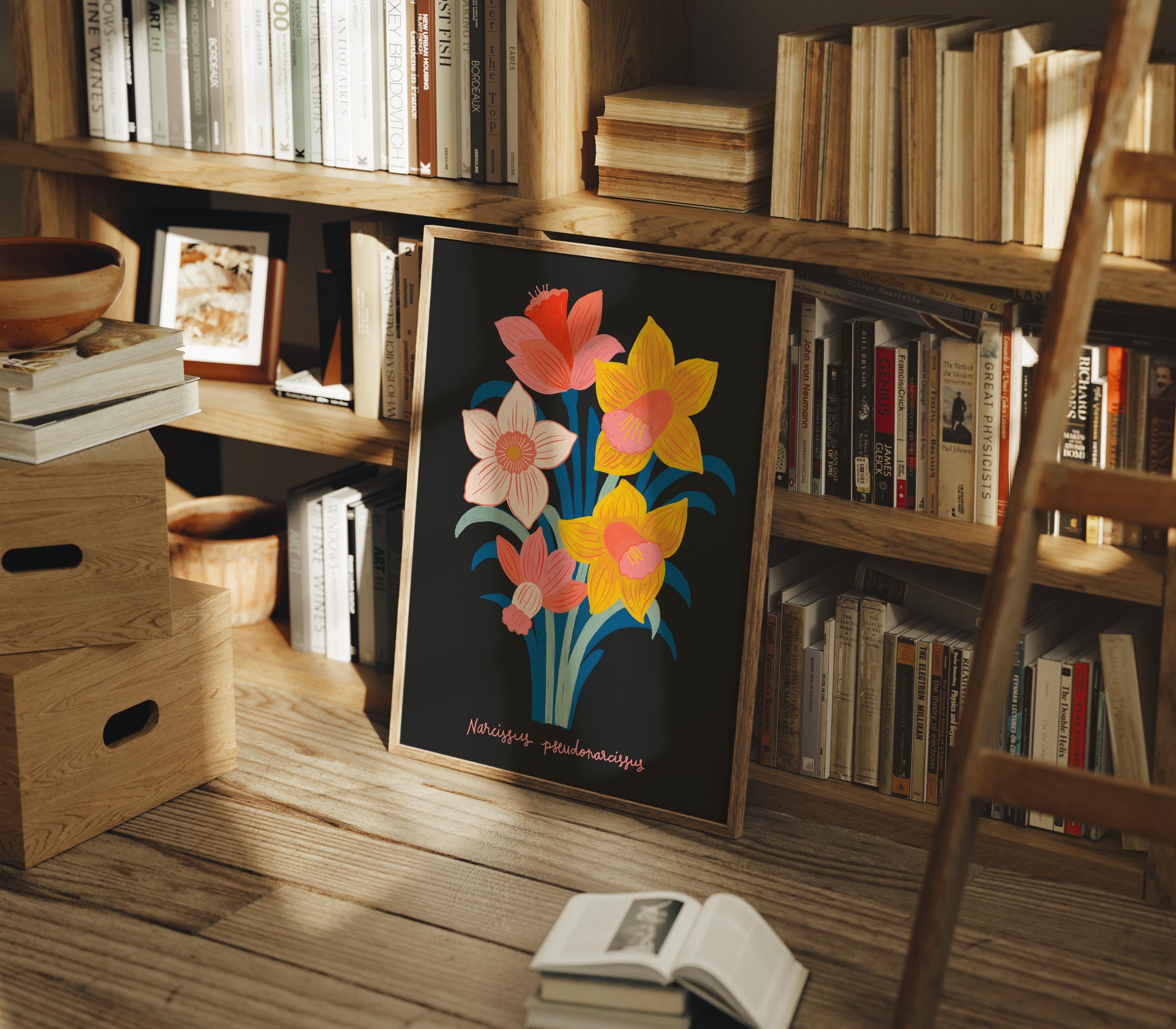 Spring Daffodil Wall Art, Easter Floral Print, Cheerful Home Decor