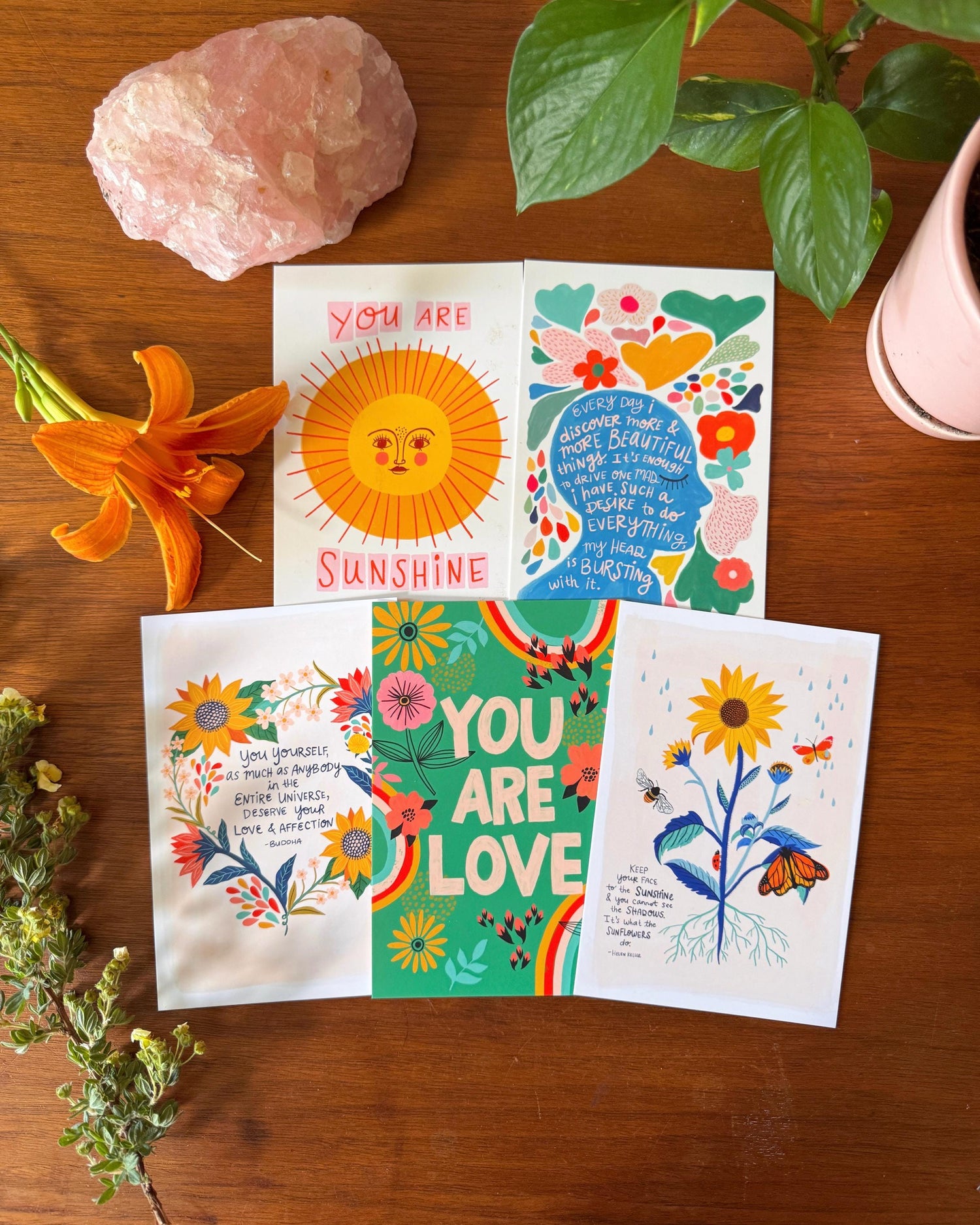 Positive Affirmation Cards, Encouragement Gift, Inspirational Quote Art Set