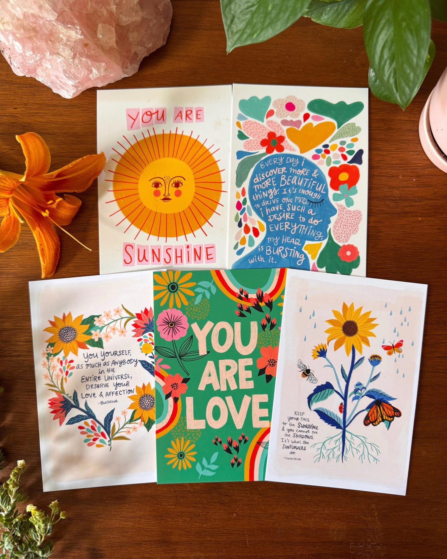 Positive Affirmation Cards, Encouragement Gift, Inspirational Quote Art Set