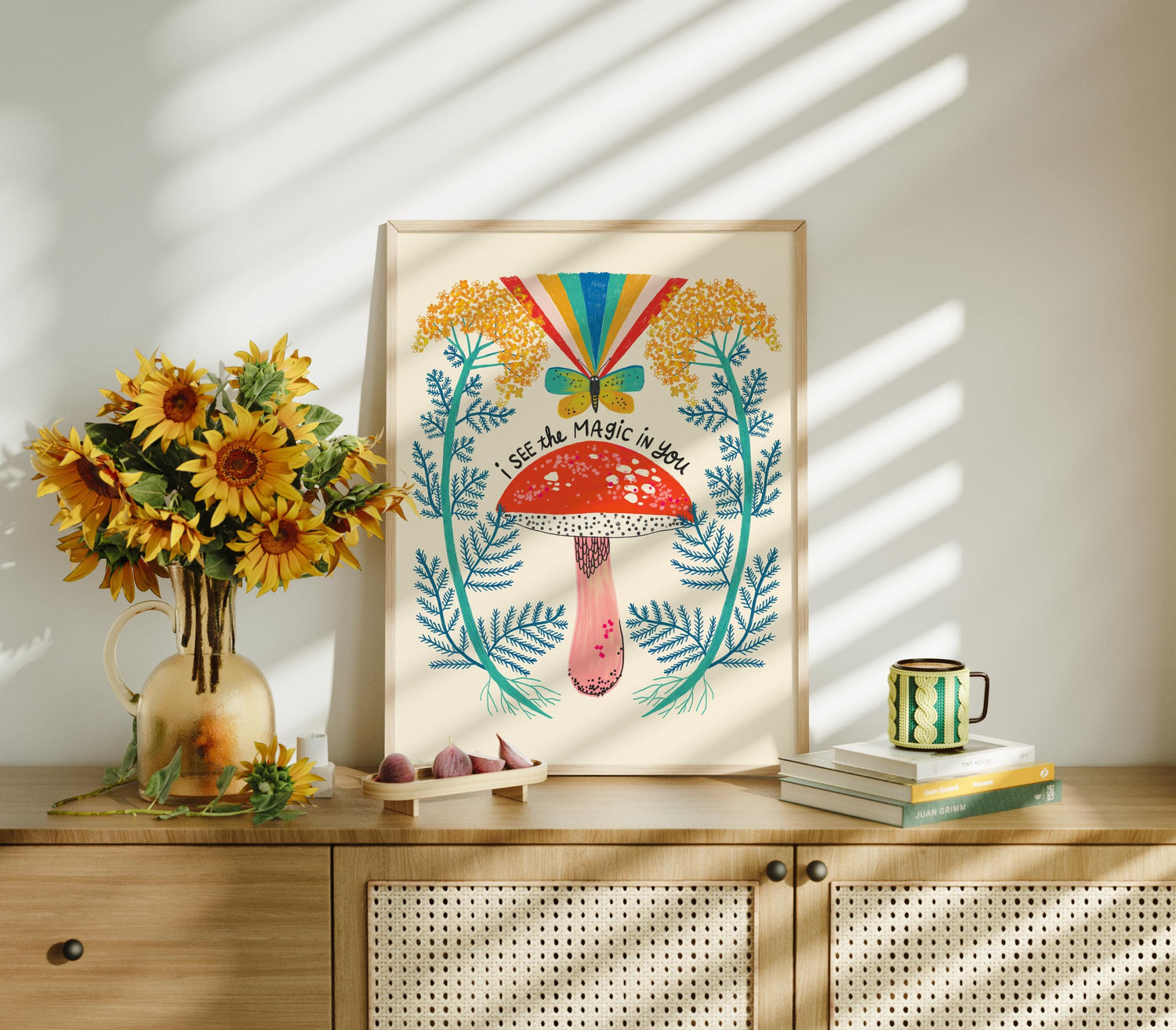 Magic Mushroom Print, Encouragement Wall Art, Inspirational Quote, Whimsical Nature Decor