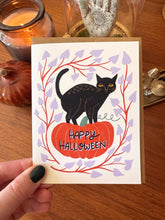 Halloween Card Set of 6, Assorted Spooky Greeting Cards, Black Cat Raven Spider Cards