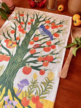 Persimmon Tree Linen Tea Towel, Botanical Kitchen Cloth, Woodland Nature Gift