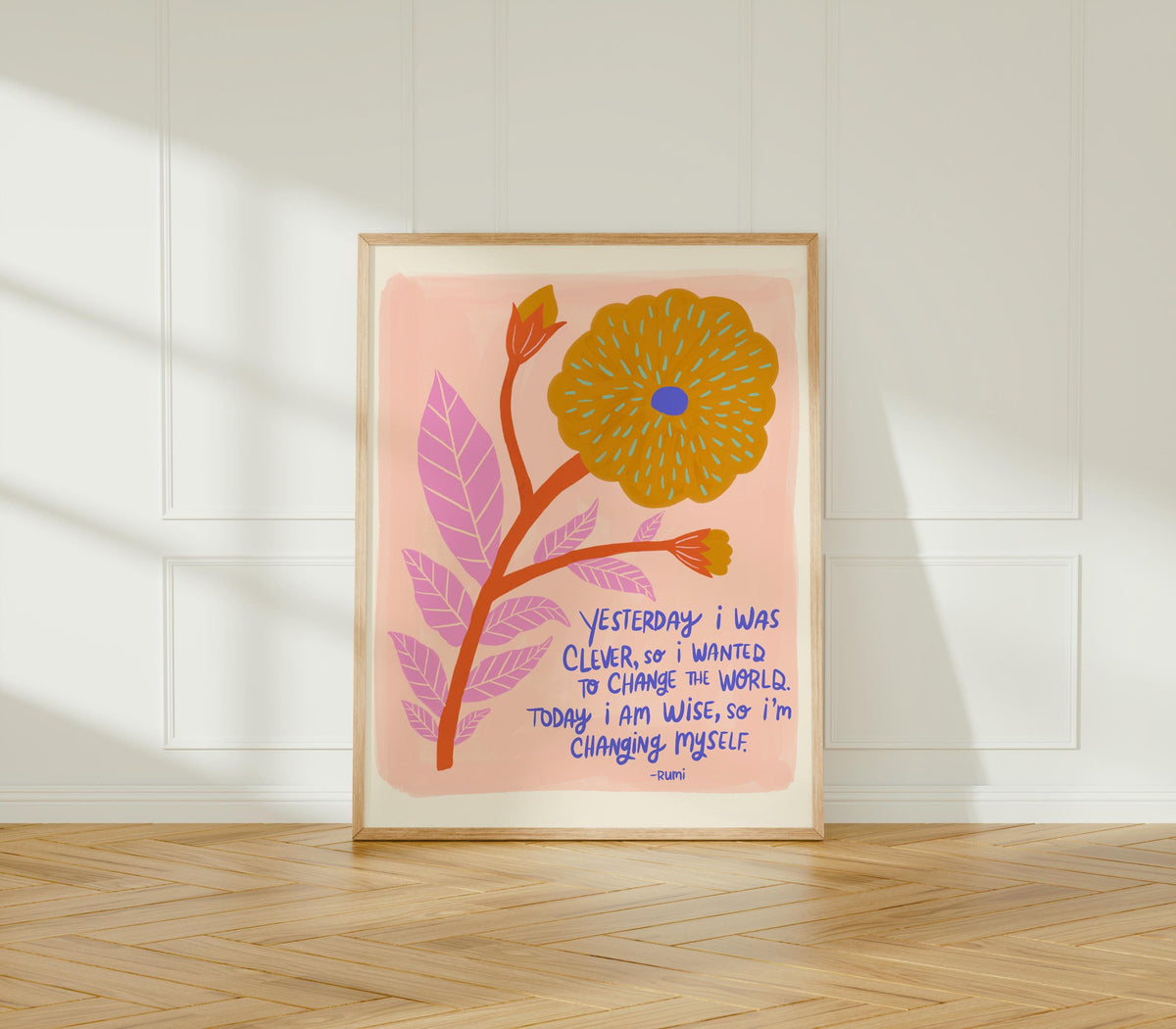 Colorful Botanical Art Print, Eclectic Flower Wall Art, Maximalist Home Decor