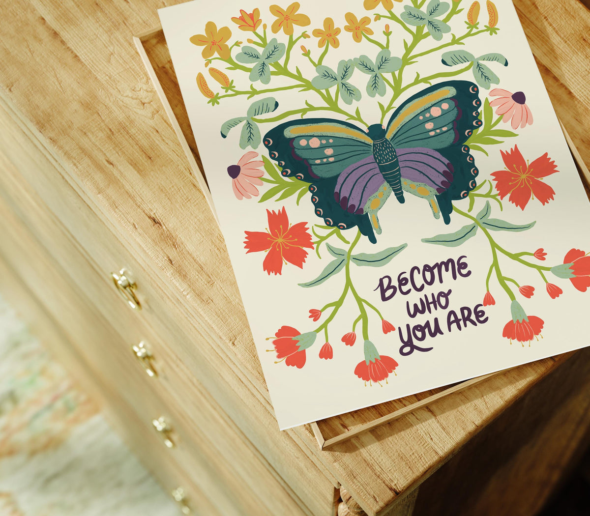 Become Who You Are Print, Inspirational Wall Art, Butterfly Quote Art