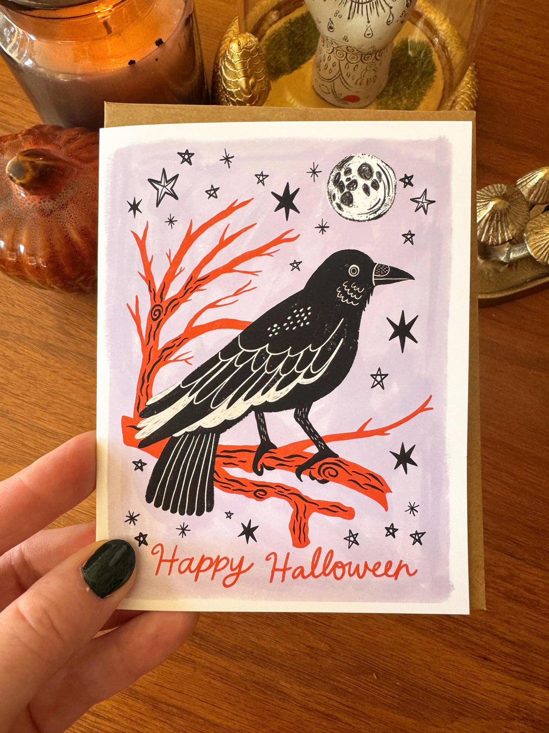 Halloween Card Set of 6, Raven Greeting Cards, Spooky Halloween Card Pack