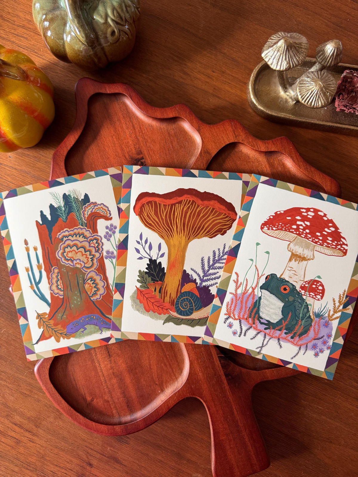 Mushroom Notecard Set, Woodland Greeting Cards, Cottagecore Nature Stationery, Set of 6