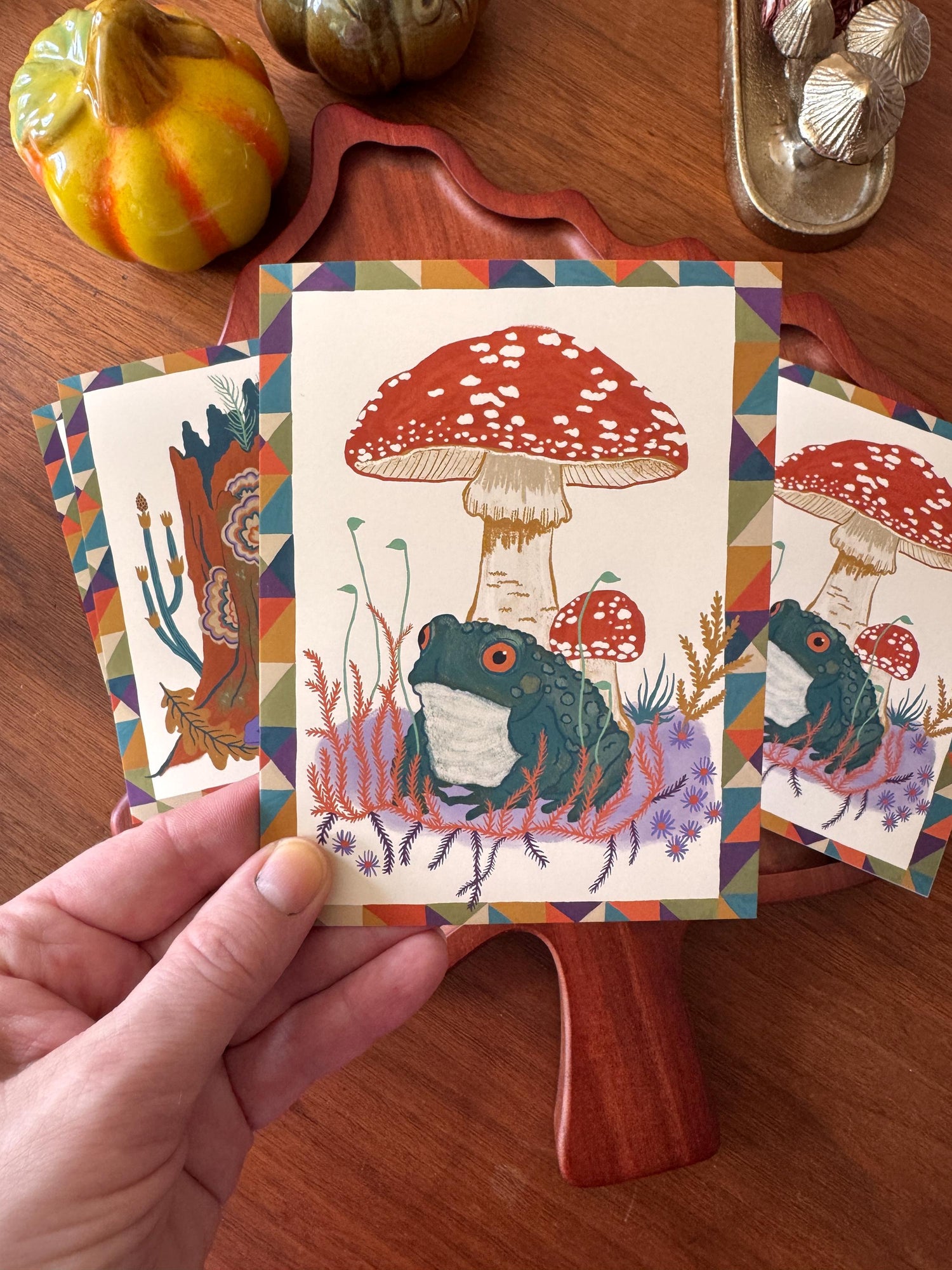 Mushroom Notecard Set, Woodland Greeting Cards, Cottagecore Nature Stationery, Set of 6